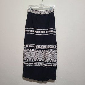 Lanza Mex Embroidered Maxi Skirt Size 36 Black FLAWED